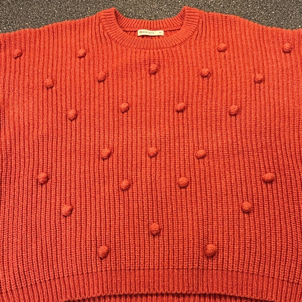Women’s Marine Layer Vibrant Popcorn Orange Knit Sweater - size XL - Picture 5 of 6